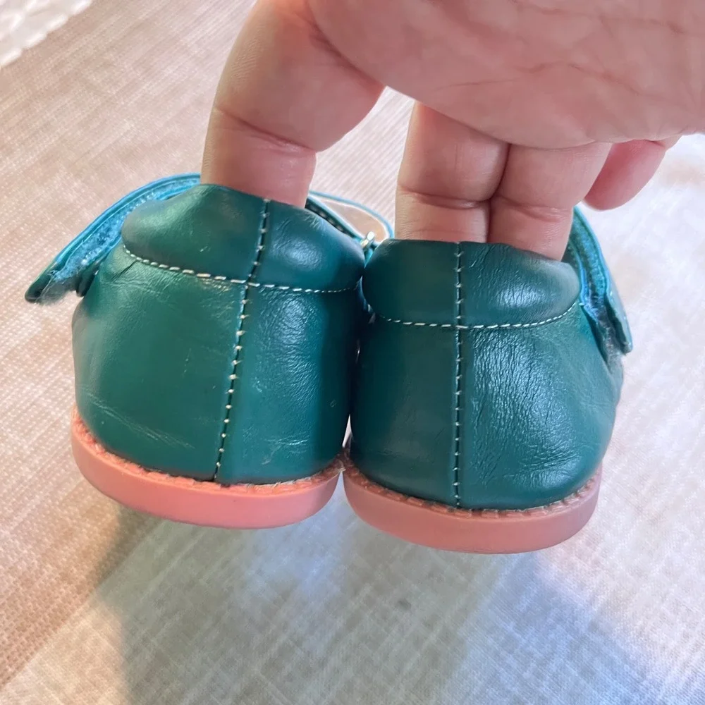 Livie & Luca x Matilda Jane Teal Leather Butterfly Mary Jane Shoes Kids Size 12